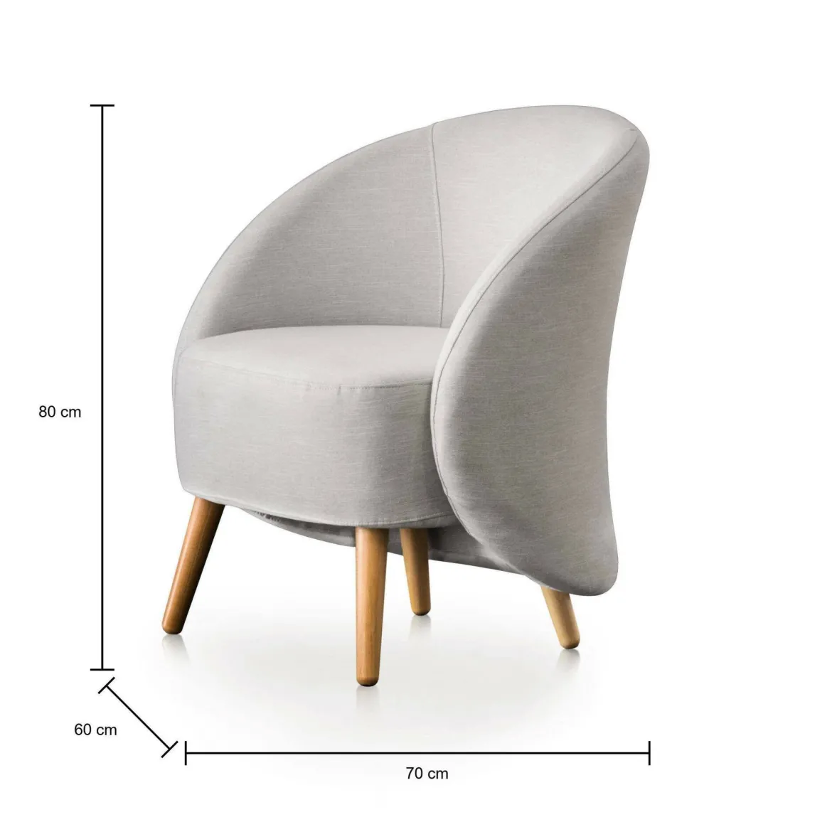 Poltrona design in metallo e poliestere grigia - Alla