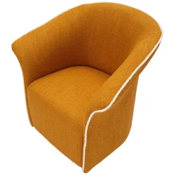 Poltrona Giallo Senape Nero Base Girevole Braccioli 84x66x80h cm, Materiale Struttura in Metallo - Toamas