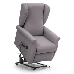 Poltrona Grigio Chiaro Sfoderabile Reclinabile 75x84x107h cm, Braccioli Made in Italy - Treia