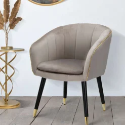 Poltrona Grigio oro Braccioli Materiale Struttura in Tessuto 62x58x78h cm, Colore Struttura oro - Cachi