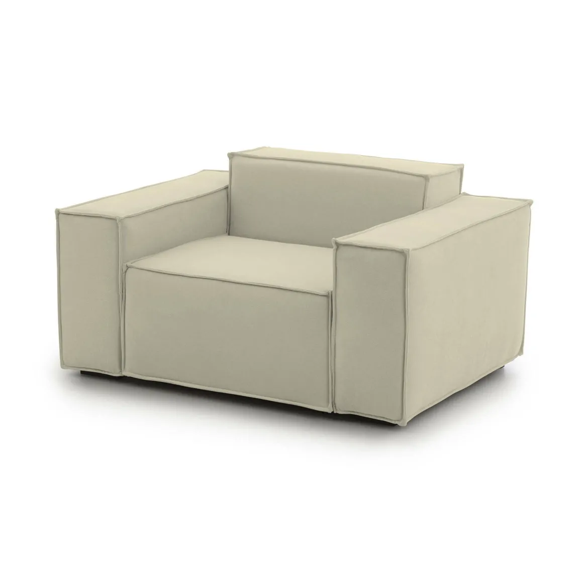 Poltrona in legno massello e tessuto con braccioli beige - Leonia