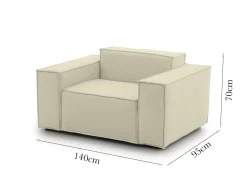 Poltrona in legno massello e tessuto con braccioli beige - Leonia