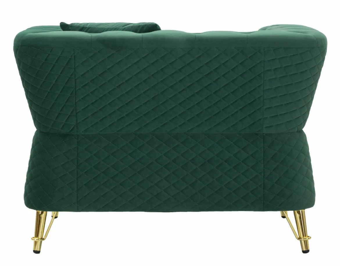 Poltrona in tessuto con braccioli verde e oro - Gabbiano