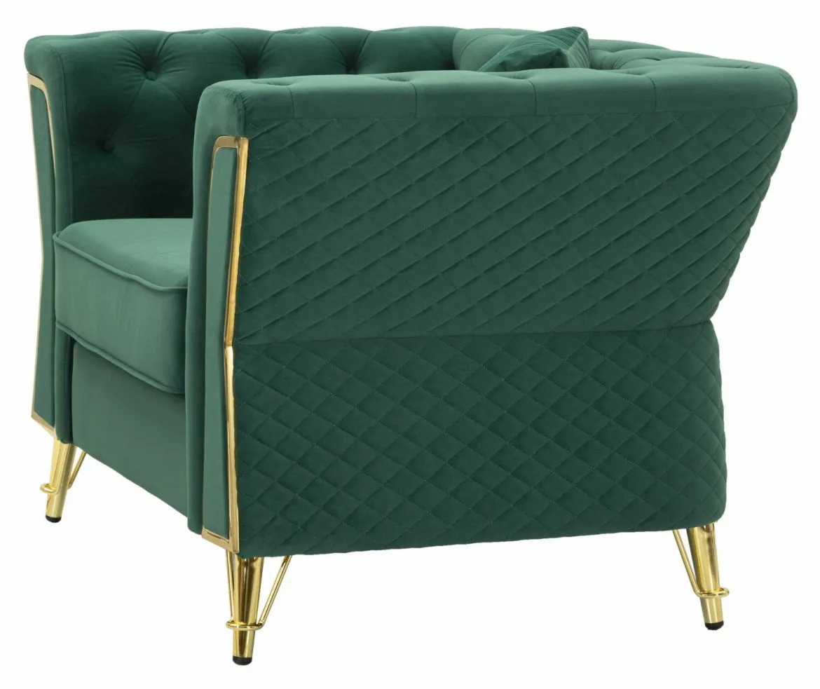 Poltrona in tessuto con braccioli verde e oro - Gabbiano