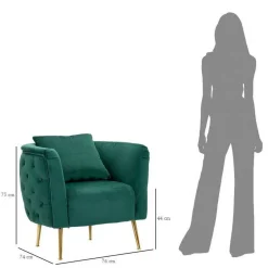 Poltrona in tessuto con braccioli verde - Prampolini