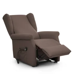 Poltrona Marrone Sfoderabile Reclinabile 75x84x107h cm, Braccioli Made in Italy - Treia
