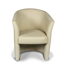 Poltrona moderna in ecopelle con braccioli beige - Ago