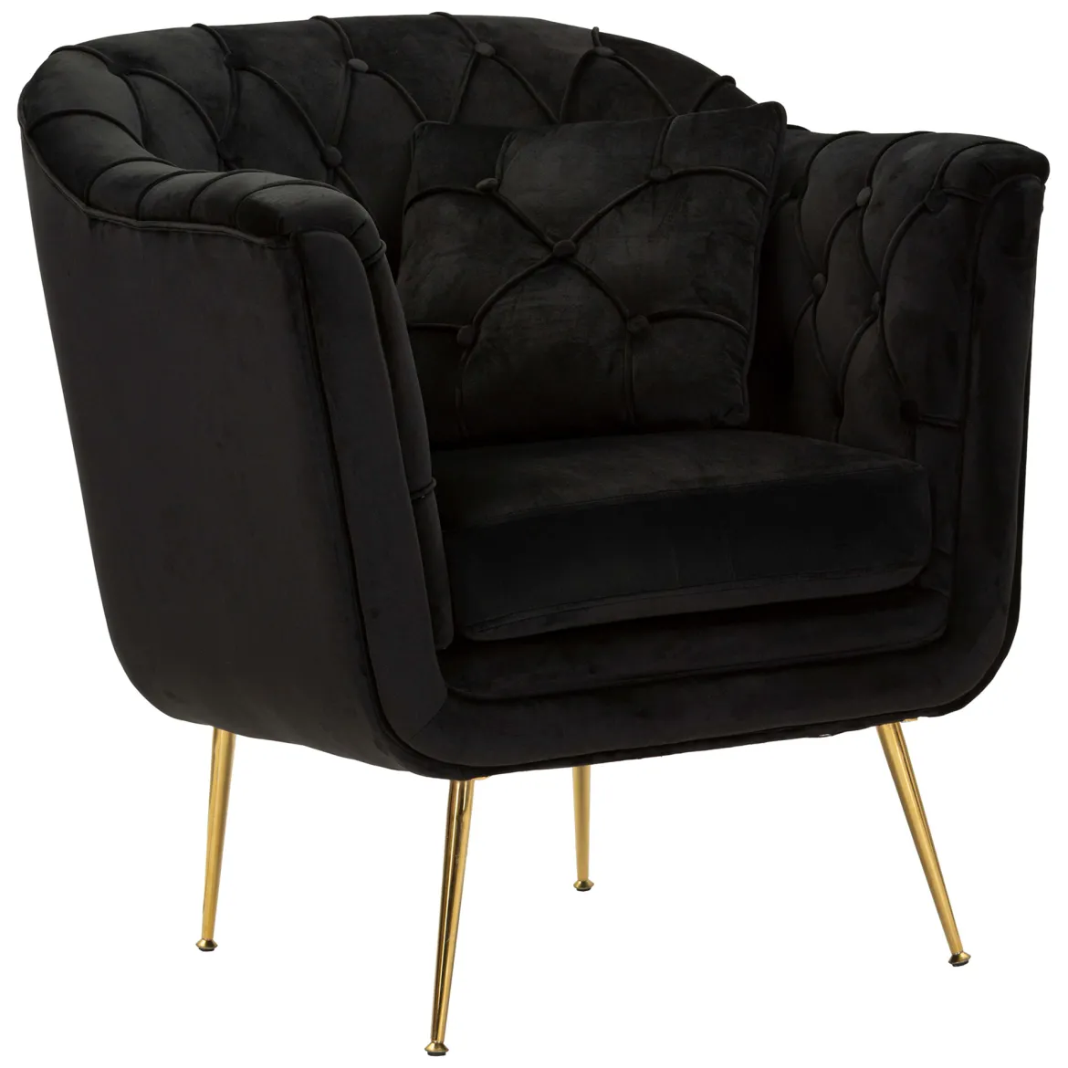 Poltrona Nero oro con Cuscino Braccioli 88x83x91h cm, Colore Struttura oro - Turtuk