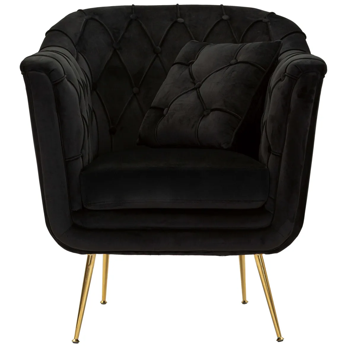 Poltrona Nero oro con Cuscino Braccioli 88x83x91h cm, Colore Struttura oro - Turtuk