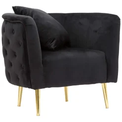 Poltrona Nero oro Rivestimento in Velluto Braccioli 76x74x71h cm, Materiale Struttura in Metallo - StIves