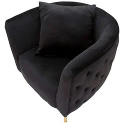 Poltrona Nero oro Rivestimento in Velluto Braccioli 76x74x71h cm, Materiale Struttura in Metallo - StIves