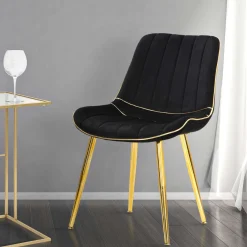 Poltrona Nero oro set da 2 Materiale Struttura in Metallo 51x59x79h cm, Materiale Struttura in Tessuto - Ribe
