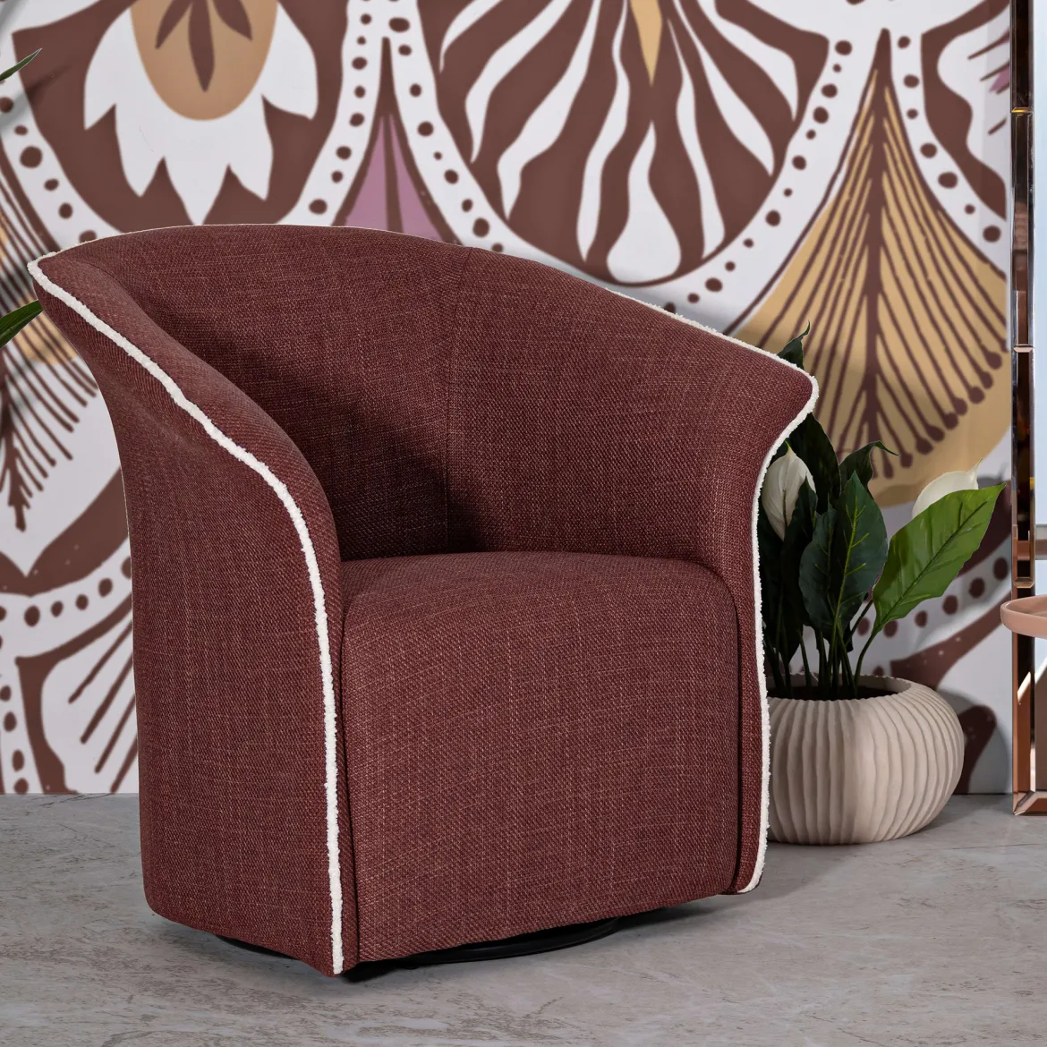 Poltrona Rosso Bianco Base Girevole Braccioli 84x66x80h cm, Materiale Struttura in Metallo - Toamas