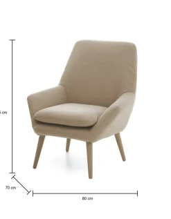Poltrona scandi in tessuto con braccioli beige - Anido