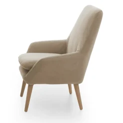 Poltrona scandi in tessuto con braccioli beige - Anido