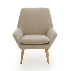 Poltrona scandi in tessuto con braccioli beige - Anido
