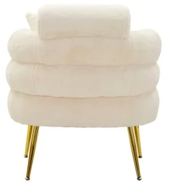 Poltrona shabby in tessuto con braccioli bianca e oro - Castagna
