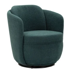 Poltrona Verde Ottanio Nero Base Girevole Braccioli 70x72x75h cm, Materiale Struttura in Legno Nobilitato - Morond