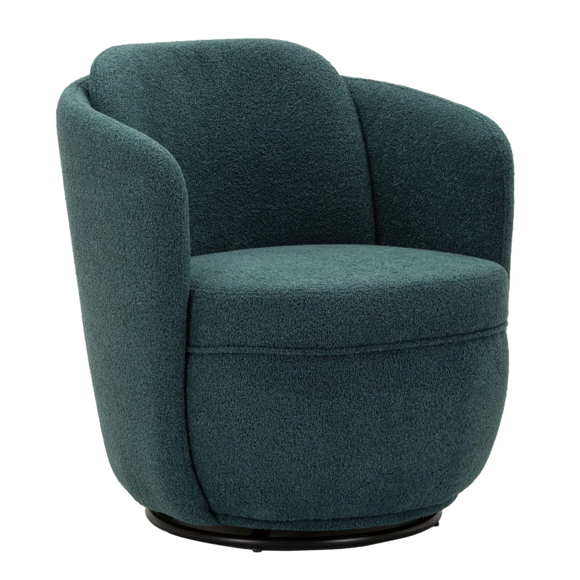 Poltrona Verde Ottanio Nero Base Girevole Braccioli 70x72x75h cm, Materiale Struttura in Legno Nobilitato - Morond