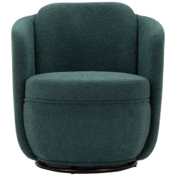 Poltrona Verde Ottanio Nero Base Girevole Braccioli 70x72x75h cm, Materiale Struttura in Legno Nobilitato - Morond