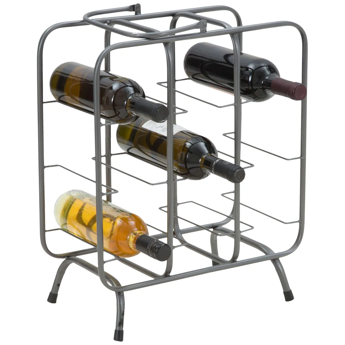 Portabottiglie Grigio Scuro con Maniglia Sfumatura Colore Struttura Scuro, 9 Bottiglie - Safed