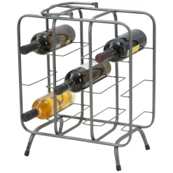 Portabottiglie Grigio Scuro con Maniglia Sfumatura Colore Struttura Scuro, 9 Bottiglie - Safed