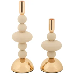 Portacandela Bianco Crema oro set da 2 Colore Struttura oro, Sfumatura Colore Struttura Crema - Aldan