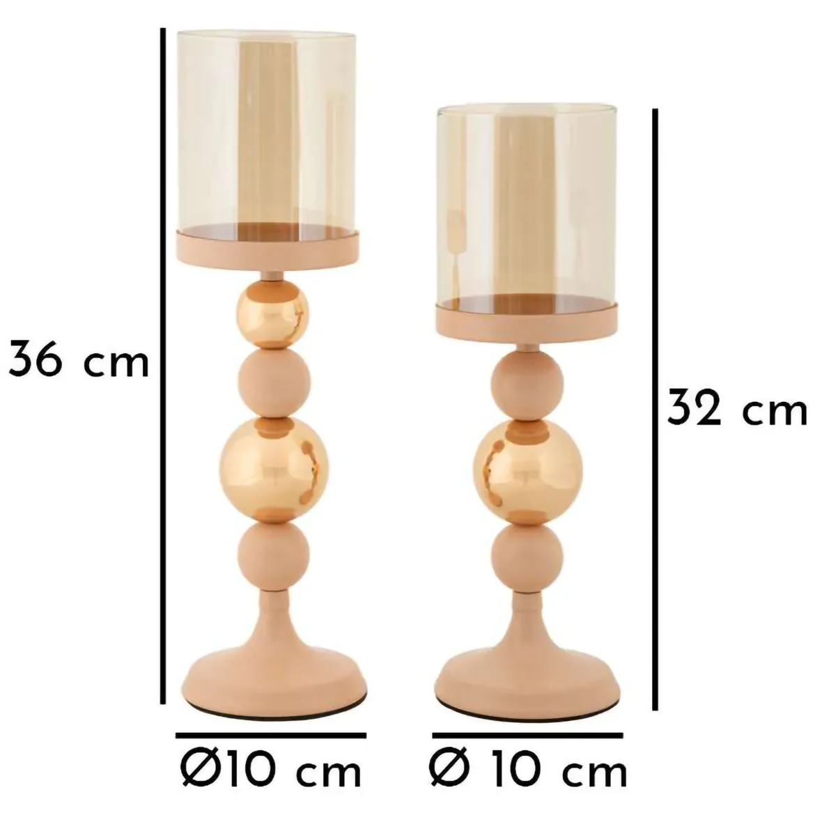 Portacandela Rosa oro set da 2 Colore Struttura oro, - Tiksi