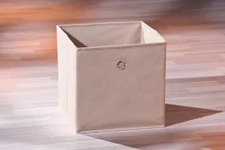 Portaoggetti pieghevole in polipropilene, color beige, cm 32x32x31