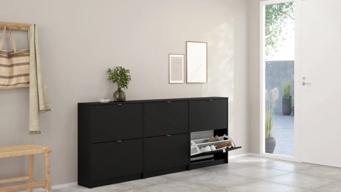Porta scarpe 2 ante nera 70x85h cm - Larry