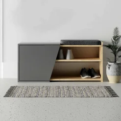 Porta scarpe bassa quercia e antracite 104x37h cm - Neneng