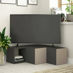 Porta TV antracite e beige 90x92x32h cm 2 ante e 2 cassetti - Fiorenza