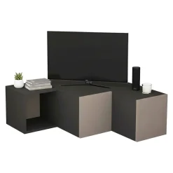 Porta TV antracite e beige 90x92x32h cm 2 ante e 2 cassetti - Fiorenza