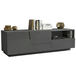 Porta TV antracite 150x44x46h cm 2 ante e 1 cassetto - Cecia