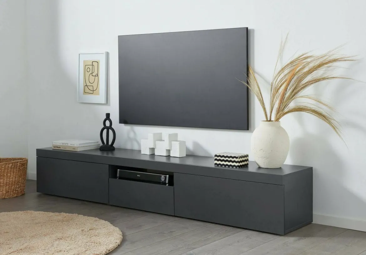 Porta TV antracite 220x40x35h cm 3 ante - Annett