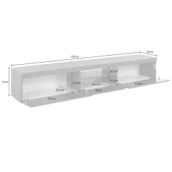 Porta TV antracite 220x40x35h cm 3 ante - Annett