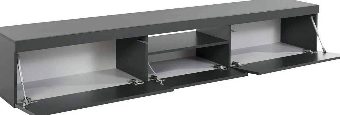 Porta TV antracite 220x40x35h cm 3 ante - Annett