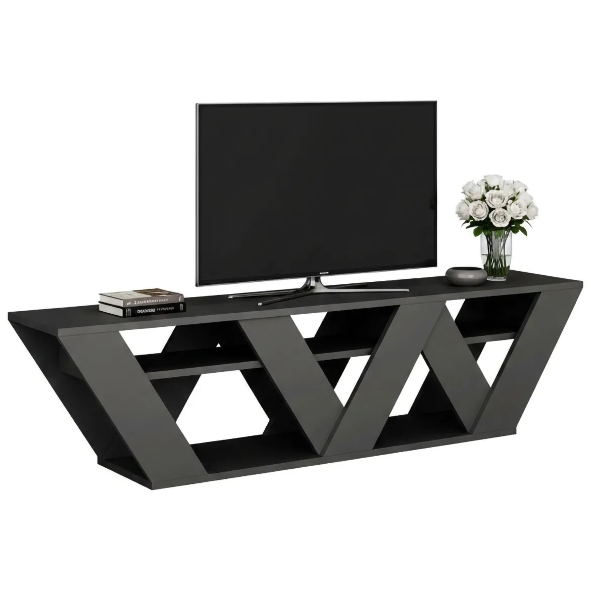 Porta TV antracite 158x30x40h cm in legno - Arcobaleno
