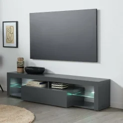 Porta TV antracite 200x40x35h cm in legno - Meti
