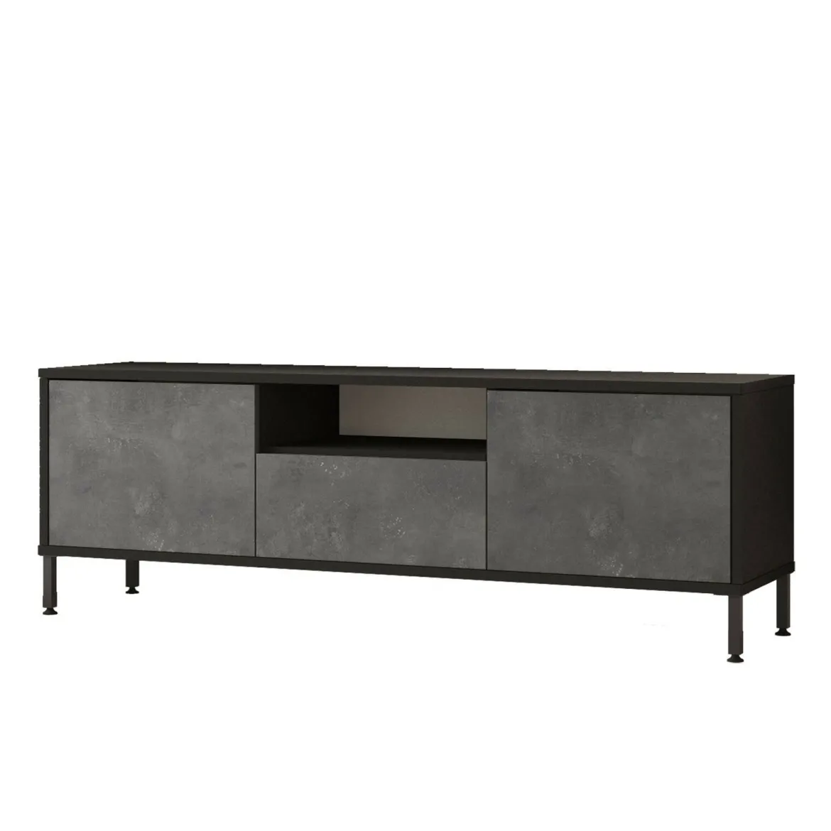 Porta TV argento e nero 170x35x46h cm 4 ante - Basyang
