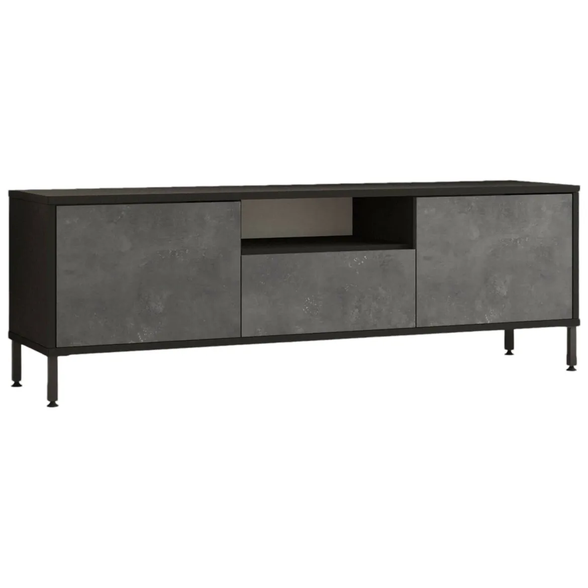 Porta TV argento e nero 170x35x46h cm 4 ante - Basyang
