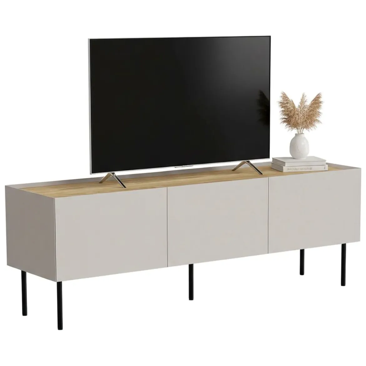 Porta TV beige e rovere 200x40x52h cm 4 ante - Scopa
