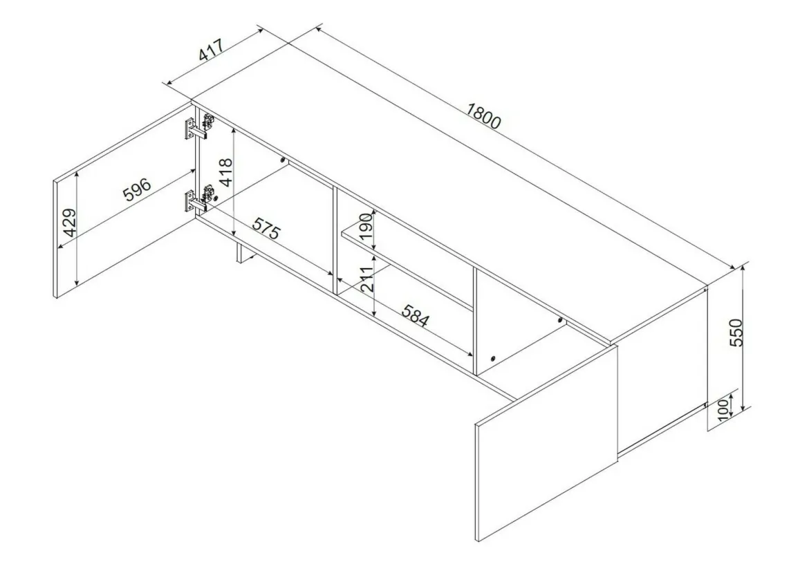 Porta TV beige 180x41x55h cm 2 ante - Buono