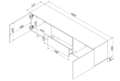 Porta TV beige 180x41x55h cm 2 ante e 2 cassetti - Cislago