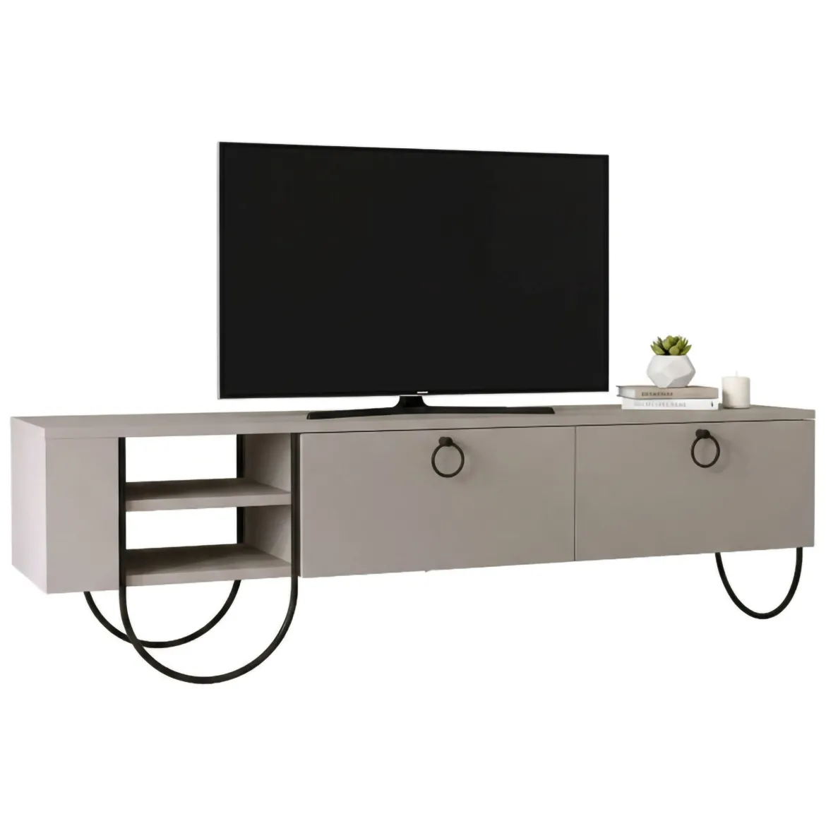 Porta TV beige 150x36x44h cm in legno - Adige