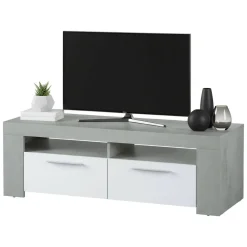 Porta TV bianco e cemento 120x42x40h cm 2 ante - Sparaxis