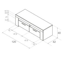 Porta TV bianco e cemento 120x42x40h cm 2 ante - Sparaxis