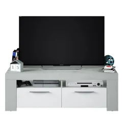 Porta TV bianco e cemento 120x42x40h cm 2 ante - Sparaxis