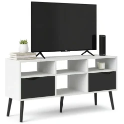Porta TV bianco e nero 117x39x57h cm in legno - Aliani
