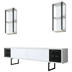 Porta TV bianco e nero 180x30x48h cm modulabile - Axa